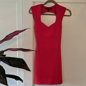 Red cotton mini dress w/ strappy open back